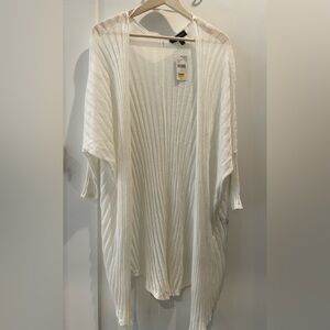 Lane Bryant White Ribbed Cardigan